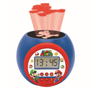 Budík s projekcí Super Mario