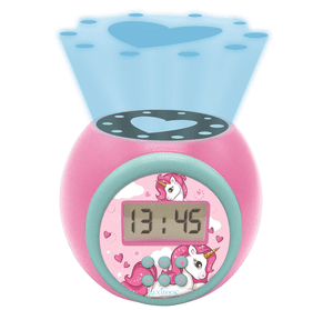 Reloj despertador con proyección de unicornio