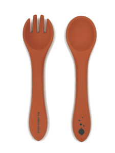 Kinderbestek set Silicone Caramel