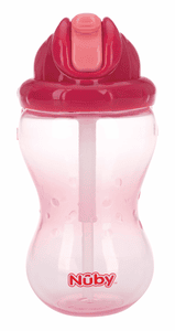 Nûby lekvrij drinkrietje beker Soft Flip-It 355 ml in roze