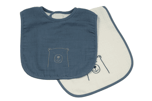 Be Be Be 's Collection Muslin Velcro Bib 2 Pack Dark Blue