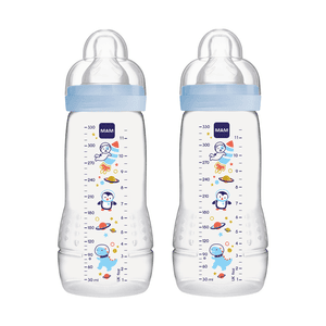 Babyflaske Easy Active ™ 330 ml, mellomromsblå i dobbel pakke