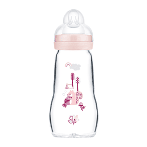 Glasflasche Feel Good 260 ml ab 0 Monaten Vogel/Eichhörnchen rosa