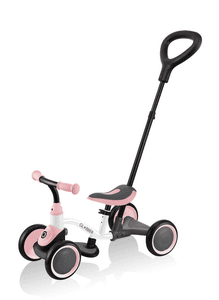 Vélo d'apprentissage 3en1 porteur draisienne enfant, blanc/rose pastel