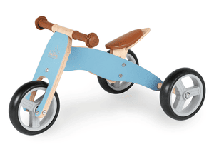 Tricycle draisienne enfant mini Charlie bois, bleu/naturel