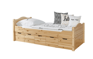 Einzelbett Leni 90 x 200 cm Kiefer natur mit 5 Schubladen