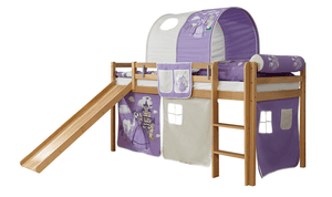 Letto con scivolo Rene, faggio nature Cavallo viola