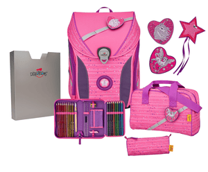 Set zaino scuola ErgoFlex MAX - Pretty Unicorn, 5 pezzi