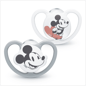 Succhietto Disney "Mickey" 18-36 mesi, 2 pezzi in grigio/bianco