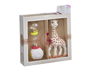 Sophie la girafe® Willkommensgruß Set Nr. 4 Sophie la girafe® + Rassel