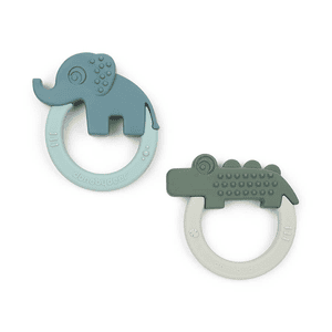 Anneau de dentition Deer friends silicone vert/bleu lot de 2