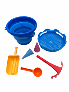 Sand Set di secchielli pieghevoli ® 7-in-1 Toys, blu