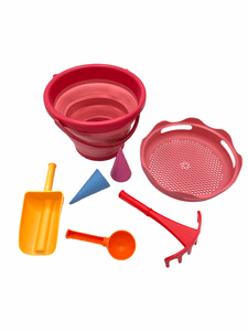 7in1 Sand Toys Falteimer-Set, rot