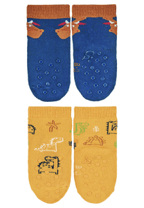 Chaussettes ABS pour bébé Lot de deux Dragon/Dino marine