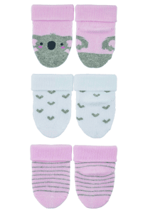 First Baby Socks 3-Pack Koala roze