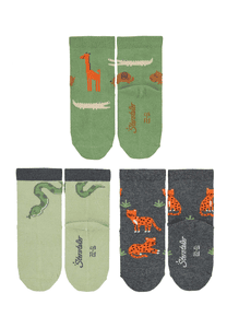 Babysokken 3-pack jungle dieren groen