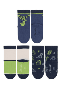 Chaussettes de bébé pack de 3 dragons/dinos bleu