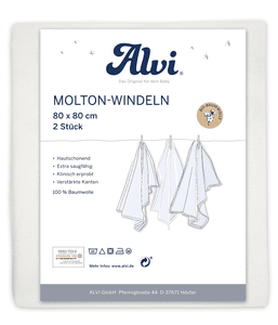 Molton-Windeln 2er Pack weiß 80 x 80 cm