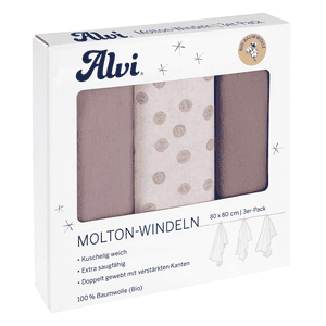 Molton luiers 3-pack Krullende Stippen 80 x 80 cm