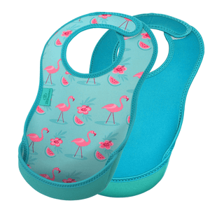 Bibetta Neopreen Slab UltraBib® Flamingo's / Turquoise, 2 stuks