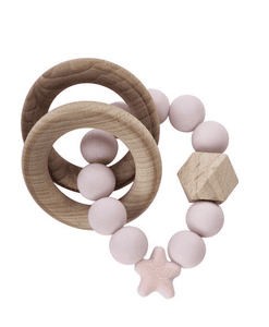 Kousací a chrasticí kroužek STELLAR Baby Pink