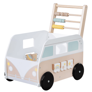 Chariot de marche enfant turbus bois vieux rose