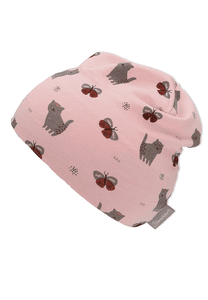 Bonnet Slouch papillon/chat rose