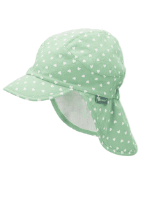 Gorra de pico con protector de cuello Corazones Verde Medio