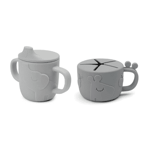 Peekaboo Snack & Drink Cup Set Deer friends Grigio