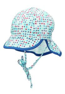 Peaked Cap med nackskydd Squiggle White