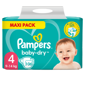 Baby Dry, Gr.4 Maxi, 9-14kg, Maxi Pack (1x 106 plenek)