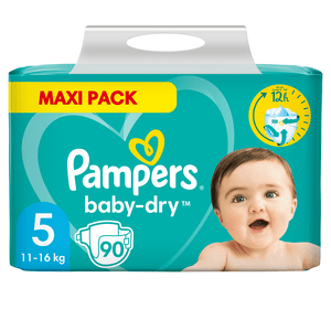 Baby Dry, velikost 5 Junior , 11-16 kg, Maxi balení (1x 90 plen)