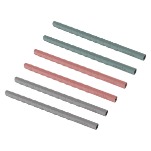 Trinkhalme Silikon 6er-Set, grau/grün/rot