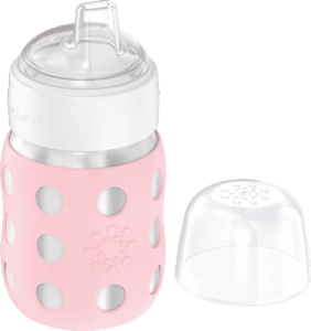 life factory Baby flaske med bred munn 235 ml med myk sippy cap, ørkenrose