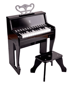 Hape Piano met verlichte toetsen en kruk, zwart