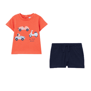 T-shirt & short Set Mandarijn Rood