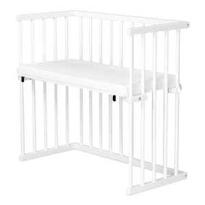 Beistellbett Buche weiß lackiert | Matratze Prime Air