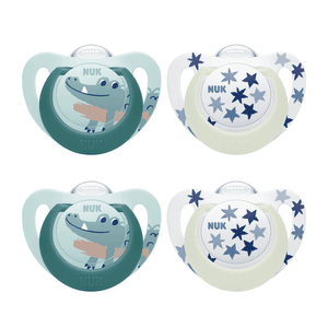 Soother Star Day & Night , maat 2 in groen/blauw