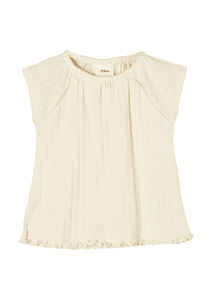T-Shirt mit Ajourmuster beige