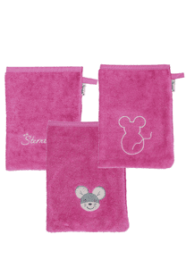 Vaskehansker 3 pakk Mabel rosa
