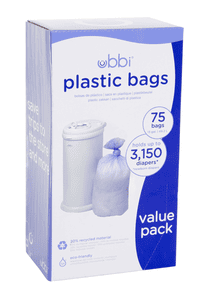 ubbi Sacs plastiques pour poubelle à couches 25 pièces, pack de 3