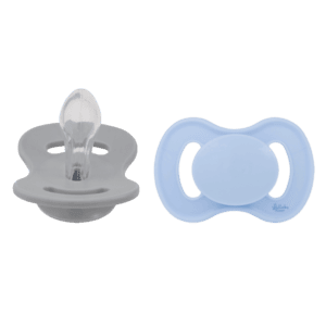 Sucette symétrique silicone T.1 Ice Blue & Misty Grey lot de 2