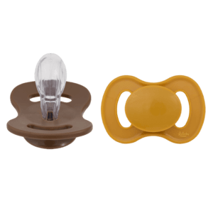 Sucette symétrique silicone T.2 Honey Mustard & Hazelnut Brown lot de 2