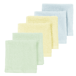 Terry burp kluter 6-pack Soft Mint / Soft Yellow / Light Blue