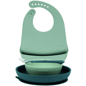 Eating Learning Set + Bib Green