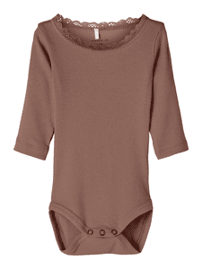 Bodysuit met lange mouwen Nbfjkab Cognac gemêleerd