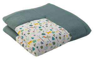 Coperta a gattoni Waffle Piqué Motivo Salvia Verde Foresta Pluviale 140x140 cm