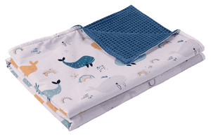 Babydecke Waffelpique Blau Wale 70x100 cm