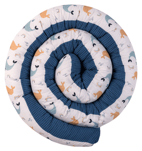 Babybed Slang Wafel Piqué Blauw Walvissen 300 cm