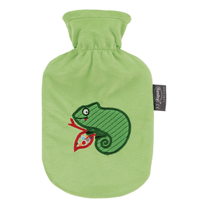 Bolsa de agua caliente 0,8L con funda polar en verde